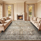 10x12 Area Rugs for Living Room, Non-Slip Washable Brown Large Carpet by Lofus