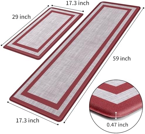 Mattitude Kitchen Mats Set of 2,Cushioned Anti-Fatigue Non-Skid Rug Sets - Image 2