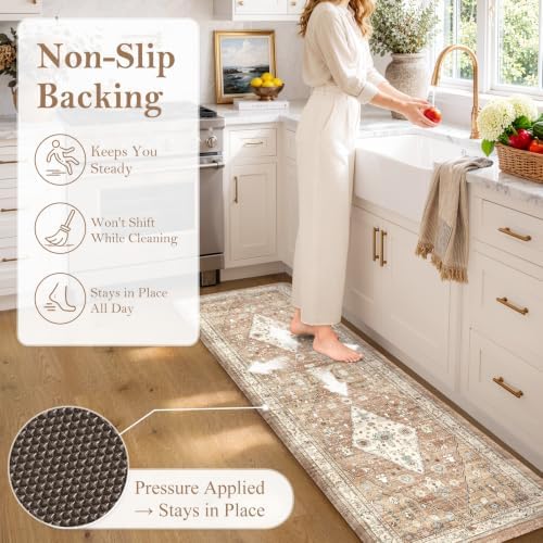 Collive Boho Kitchen Floor Mats Kitchen Runner Rugs Non Slip, 24''x71'' - Image 3