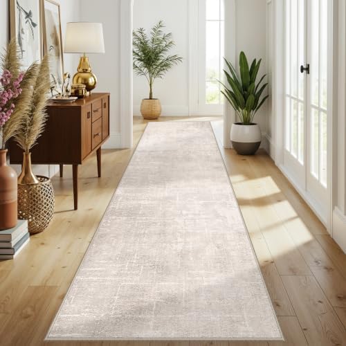 HAOYUNLAI 3x12 Hallways Runner Rugs: Soft Kitchen Rug Non-Slip Floor Mat with Rubber Backing Washable Non Shedding Soft Beside Carpet for Bedroom Abstract Home Decor Rug Runner(3x12,Beige/Cream - Image 2