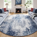 Blue Round Rugs 6ft Washable Circle Area Rug for Entryway Kitchen, Non Slip Soft Low Pile Stain Resistant, Boho Circular Carpet for Living Room Bedroom Dorm Dining Room Table, Abstract Navy - Image 4