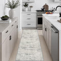 2x6 Washable Runner Rug：Modern Abstract Kitchen Soft Carpet Gray by FXRHLP