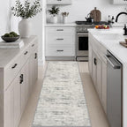 2x6 Washable Runner Rug：Modern Abstract Kitchen Soft Carpet Gray by FXRHLP