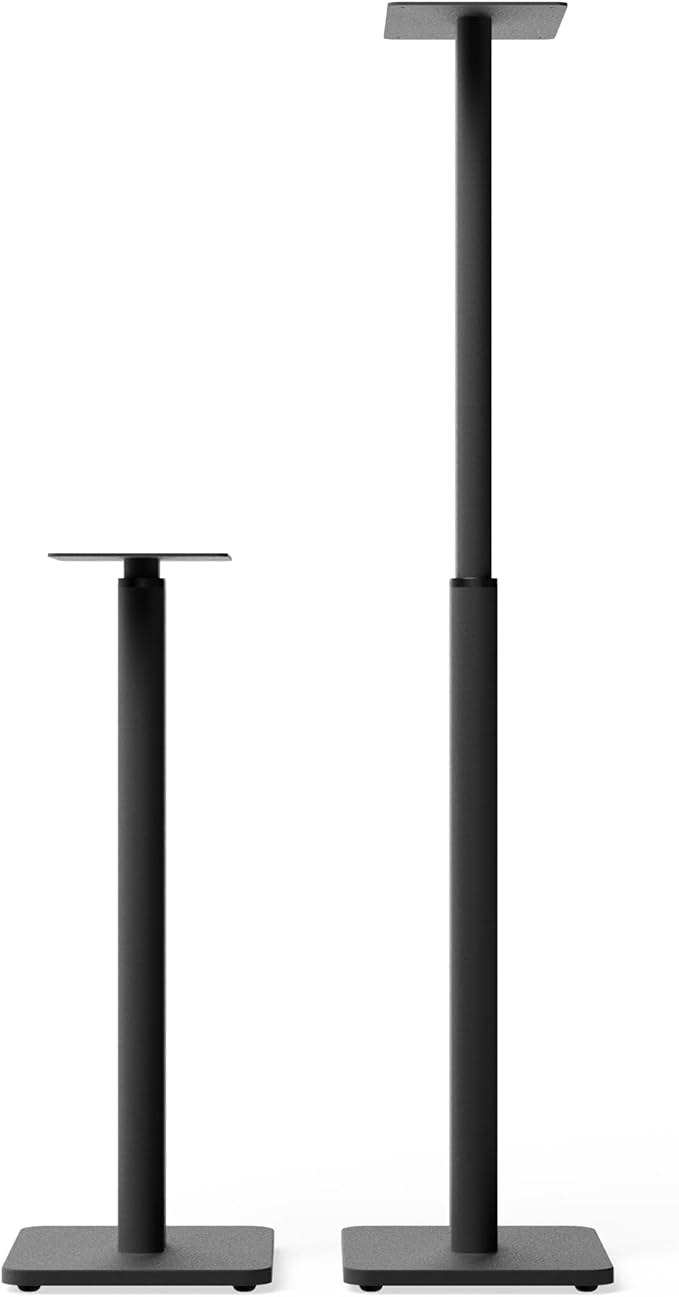 Kanto SPH Universal Height Adjustable Floor Speaker Stands for Bookshelf Speakers up to 30 lb (13.6 kg) | 24”-42” Height Adjustment | Internal Cable Management | Pair | Black