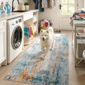 Entryway Rug 3x6 Blue Bedroom Area Rug Washable Non Slip Abstract Boho Rugs for Indoor Entry, Kitchen, Classroom, Bathroom, Kids Girls Room, Office, College Dorm Small Carpet by OmpaaHomeDecor