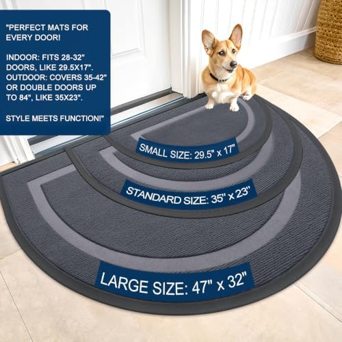 OLANLY Half Circle Front Door Mat Outside 47x32 All-Season Rubber Doormat - Image 2