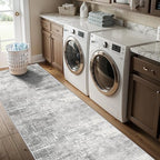 Washable 2x10 Kitchen Runner Rug: Abstract Farmhouse Bathroom Entryway Rug Soft Stain-Resistant Hallway Floor Mat Non-Slip Indoor Non-Shedding Carpet for Nursery Living Room Bedroom (2x10,Light/Grey) - Image 5