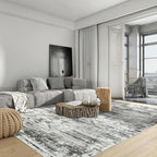 5x7 Area Rugs for Living Room: Washable Abstract Black Grey Bedroom Carpet - Image 3