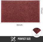 HIYARD Sturdy Front Door Mat, Absorbent Muddy Dirt Resist Welcome Door Mats Outdoor Indoor, Stain and Fade Resistant, Non-Slip Rubber Backing Low Profile Doormat for Entryway, 30×17, Red - Image 2
