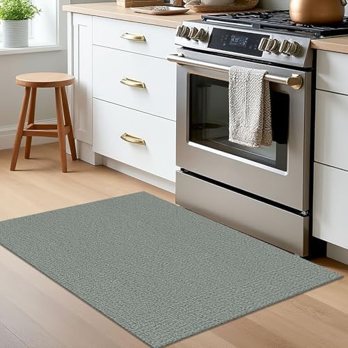 EARTHALL Washable Entryway Rug, Non Slip Indoor Doormat, 2x3 Ft, Green/Grey - Image 6