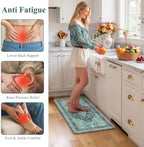 Collive Anti Fatigue Kitchen Mats Boho Teal Cushioned Kitchen Rugs, 20"x39" - Image 4