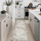 2x6 Washable Runner Rug：Modern Abstract Kitchen Soft Carpet Brown by FXRHLP