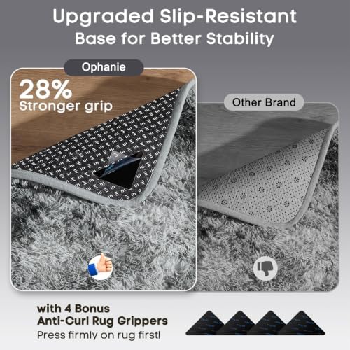Ophanie Tie-Dyed Grey Area Rugs 8x10 for Bedroom Living Room, Fluffy Shag Fuzzy Carpet, Plush Shaggy Rug, Indoor Carpet for Kids Boys Dorm Home Decor Aesthetic, Nursery with 99 pcs Pile fibers - Image 4