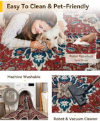 RELEANY Washable Area Rug, Runner 3'x10', Red/Blue - Image 5
