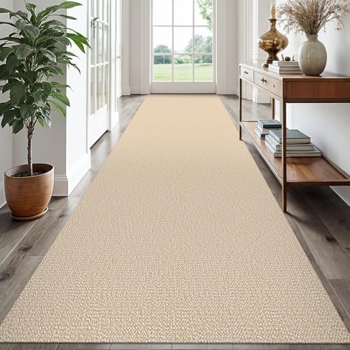 EARTHALL Washable Runner Rug, Non Slip, 3x16 Ft, Golden Beige/White by Unknown
