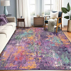 RELEANY Washable 5'x8' Abstract Area Rug for Living Room Purple Multi by RELEANY