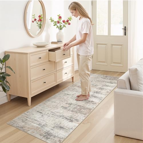 2'6"x8' Area Rugs for Hallways, Abstract Washable Non-Slip Runner Rug,Gold - Image 5