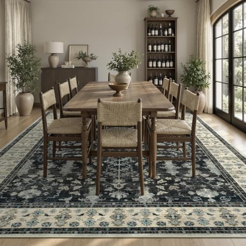 8x10 Area Rug for Living Room, Non-Slip Washable Large Carpet, Black Brown - Image 3