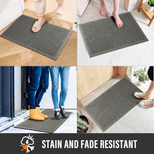 HIYARD Sturdy Front Door Mat, Absorbent Muddy Dirt Resist Welcome Door Mats Outdoor Indoor, Stain and Fade Resistant, Non-Slip Backing Entry Mat Low Profile Doormat for Entryway, 29×17, Light Grey - Image 4