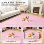PLHXFR 10x12 Area Rugs Living Room: Fluffy Bedroom Rug Shag Carpet Pink - Image 7