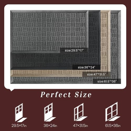 Mibao Front Door Mat Outside Entrance, 61.5" x 36", Heavy Duty Welcome Mat, Stain and Fade Resistant, Dirt Trapper Doormat, Super Absorbent Indoor Outdoor Entryway Mat with Non-Slip Backing, Black - Image 6
