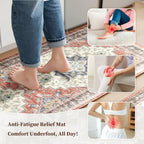 Boho Kitchen Mats for Floor 2PC Anti Fatigue Kitchen Rugs, Taupe Red - Image 3