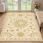 Vacuum-Friendly, 3x5 Washable Area Rug, Beige Camel Brown - Image 2