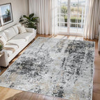 6x9 Area Rugs for Living Room Washable Bedroom Dining Room Black Grey Gold by Aelenmu