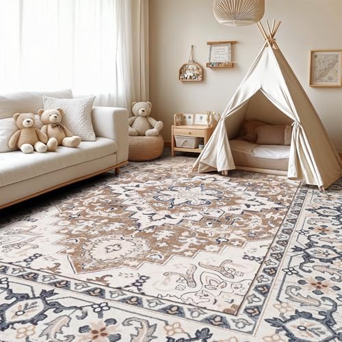 Lofus 10x14 Area Rugs for Living Room Bedroom, Boho Carpet Floral Brown - Image 3