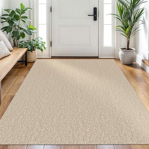 EARTHALL Washable Area Rug, Non Slip Entryway Rug, 4x6 Ft, Sand/Beige by Unknown