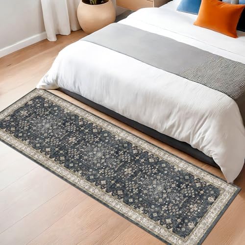 Black Boho Washable 2x6 Runner Rugs for Hallway Kitchen Bedroom Beside Laundry Room Bathroom Rug, Pet & Kids Friendly, Non Slip Low Pile Stain Resistant Soft Foldable Long 24 x 72 Floor Carpet - Image 6