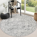 Round Area Rug Living Room: 5 ft Modern Washable Indoor Carpet by FXRHLP