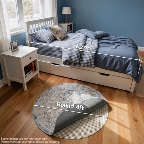 Veken 4 Ft Round Rug Pad Gripper for Hardwood Floors, Circle Non Slip Rug Pads for Area Rugs, Thick Rug Grippers for Tile Floors, Under Carpet Anti Skid Mat, Keep Your Rugs Safe and in Place - Image 6