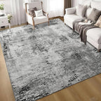 Living Room Rug 7x10 Gray Area Rugs Machine Washable Abstract Boho Large Rug Non-Slip Non-Shedding Faux Wool Indoor Vintage Carpet for Bedroom, Classroom, Dining Room, Kids Playroom by OmpaaHomeDecor