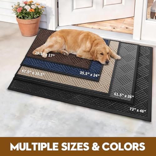 Front Door Mat, Heavy Duty Non-Slip Doormat 47.5"x35.5", Brown - Image 4