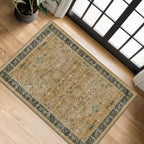 Hazo Haus Washable 2x3 Entry Rug Front Door Indoor, Bohemian Kitchen Floor Rug, Non-Slip & Stain Resistant, Vintage Rustic Brown and Charcoal Olive Farmhouse Floral Décor by HazoHaus