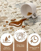 Madane 4x12 Wide Hallway Runner Rug Washable for Living Room, Beige/Blue - Image 7