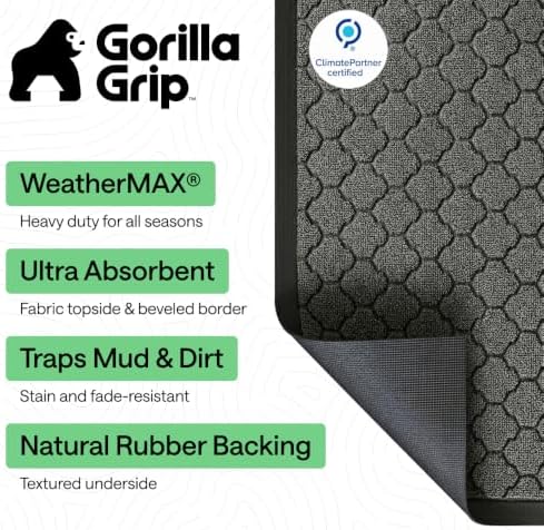 GORILLA GRIP WeatherMAX Door Mat, Indoor Outdoor, 72x24, Gray Quatrefoil - Image 2