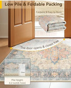 RELEANY Washable Area Rug, 8'x10', Blue/Orange/Red - Image 4