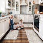 4 Pieces Kitchen Rug Set: Washable Water Resisitant Carpet for Sink Stove Area Soft Floor Mats with Non-Slip Backing for Bathroom Low-Pile Runners for Family with Elderly Dogs(2x3+2x4+2x5+2x6,Beige) by HYHAOYUNLAI