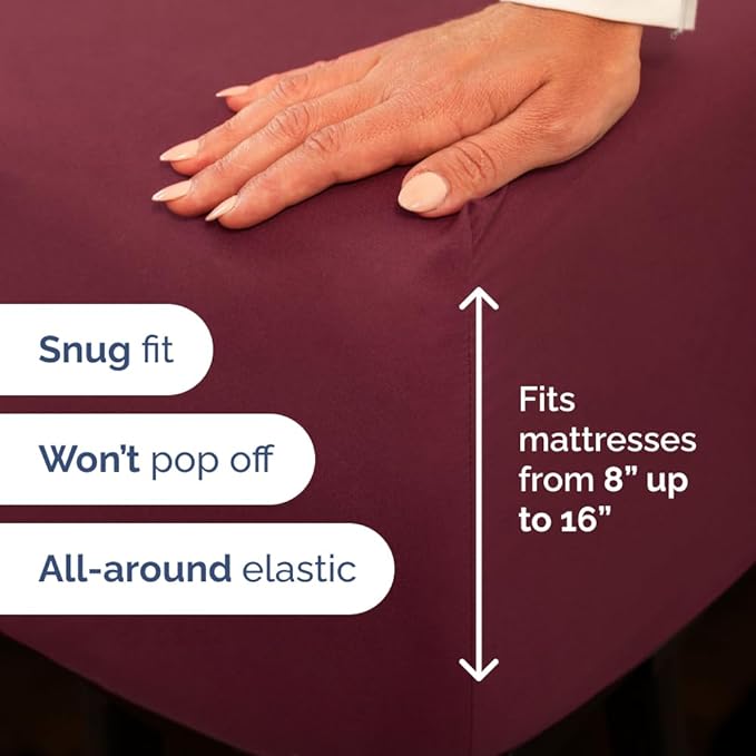 Full XL Bed Sheet Set - 4 Piece Extra Long Extended Full XL Sheets - Soft, Breathable & Cooling - Fits 8" to 16" Mattress w/ Deep Pockets - 54" x 80" - Easy-Fit, Wrinkle & Fade Resistant - Burgundy