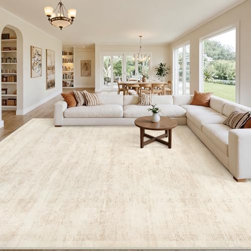 10x14 Area Rugs Living Room: Bedroom Washable Carpet Retro Beige by Luxturiy