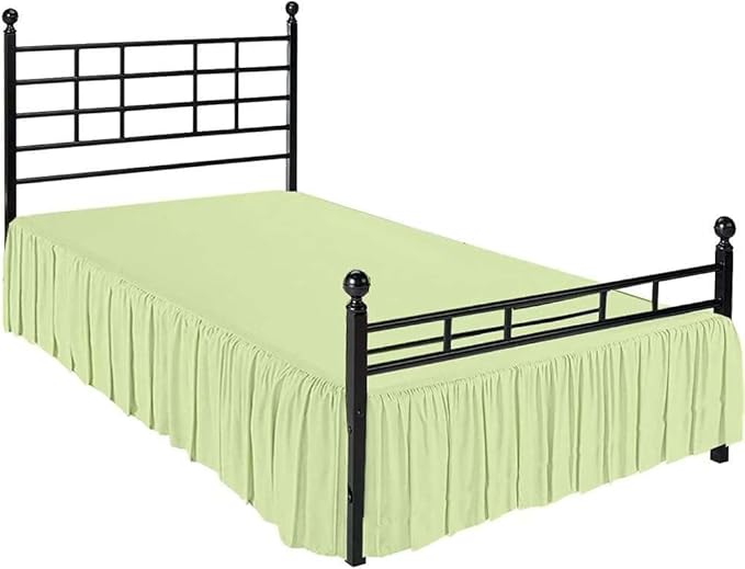 Sleepwell Ruffled Bed Skirt with Split Corner 100% Microfiber Soft,Sheen & Wrinkle Free Bed Skirt Gathered Style Dust Ruffle Bed Skirt with 15 Inch Drop Three Sided Coverage Dust Ruffle