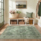 RELEANY Washable Area Rug, 3'x4', Green/Dark Green/Gray - Image 2