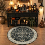 RELEANY Washable Area Rug, Round 6ft, Black/Vintage/Beige - Image 2