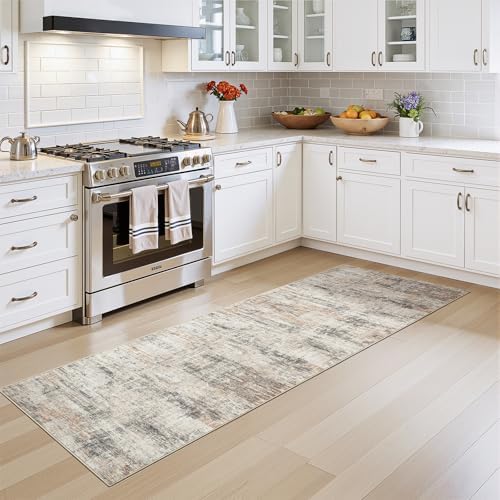 2X10 Area Rug for Hallways, Gold Abstract Washable Non-Slip Runner Rugs - Image 3