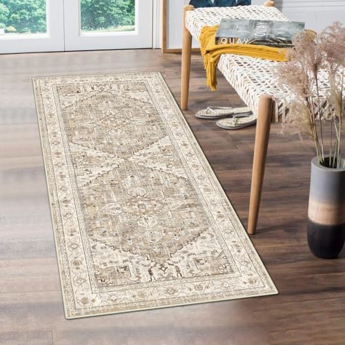 Yamaziot Washable Runner Rug, 2x5 Non-Slip Boho Vintage Hallway Kitchen Rug by Yamaziot