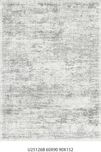 4x6 Washable Rug for Bedroom: Non Slip Area Rugs for Living Room Grey Vintage Neutral Boho Soft Small Low Pile 6x4 Carpet for Kitchen Bathroom Classroom Foyer Office Indoor Decor by BYYVOORugsforYourHome