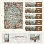 5x7 Area Rugs Living Room: Washable Rug for Bedroom Brown Green - Image 2