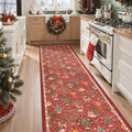 Madane Christmas Hallway Runner Rug 2x8, Washable Red Kitchen Rugs Non-Slip by Madane